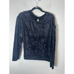We The Free Black Crushed Velvet Top, Long Sleeve. Generous Fit